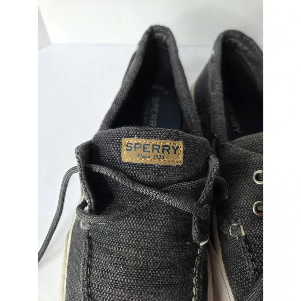 Sperry Bahama Mens Canvas Boat Shoe Sneakers Charcoal Grey STK262326 Size 5M